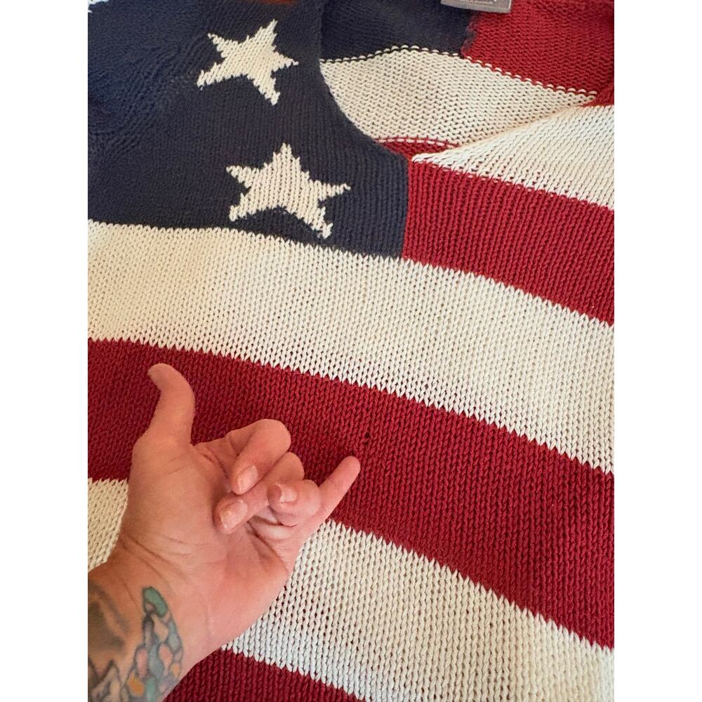 Wooden Ships American Flag Knit Sweater - Red, White, Blue - Picture 7 of 7